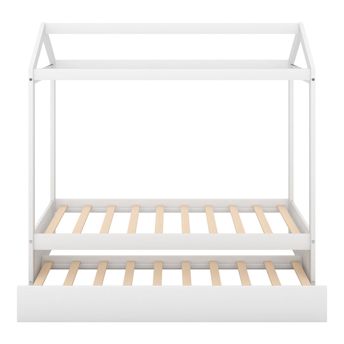 House Bed With Trundle In, Twin Size - White