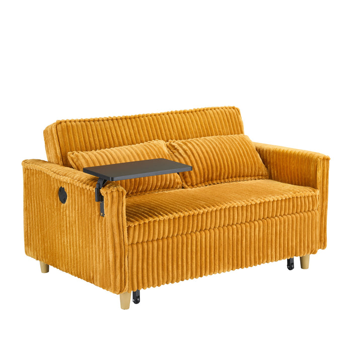 Pull Out Sofa With Movable Tabletop And USB Ports