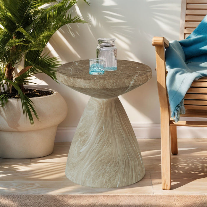 Outdoor Geometric End Table - Marble