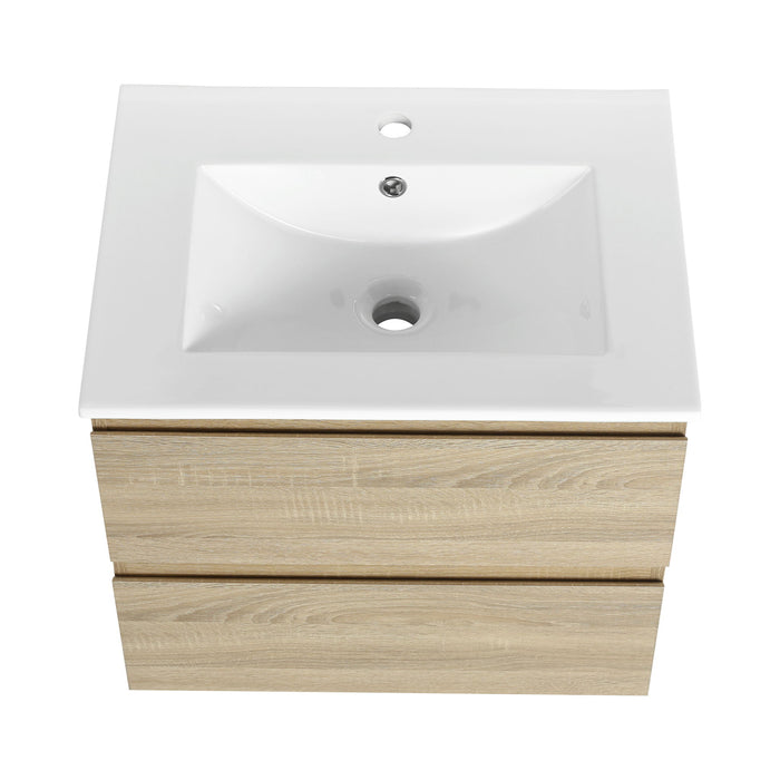 Wall Mounted Bathroom Vanity & Sink, 2 Soft Close Drawers
