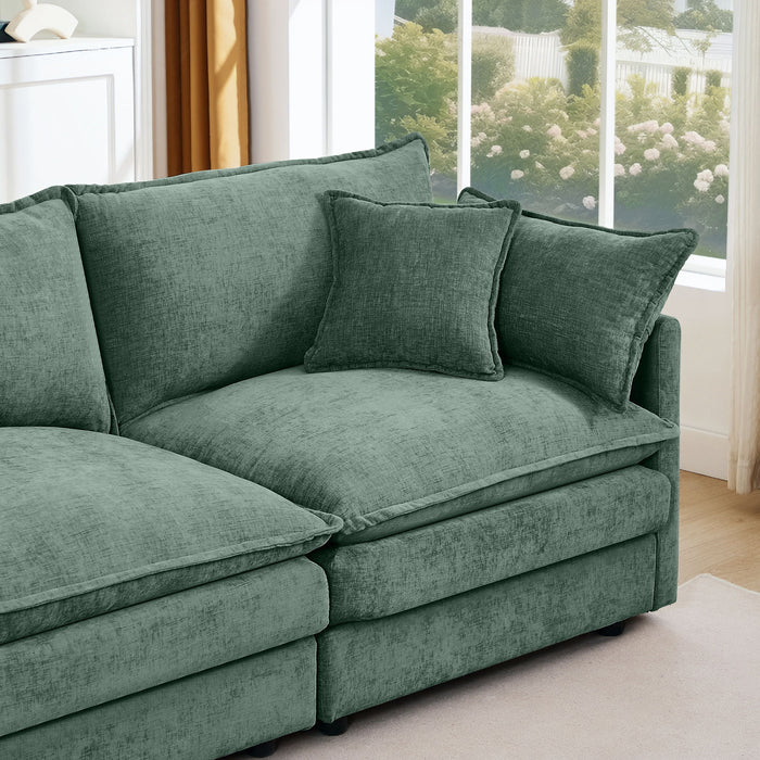 L Shaped Modular Sectional Sofa With Movable Ottoman, 3 Seater Comfortable Seating