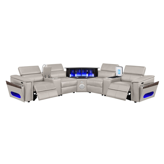 Nova - Sectional With Bluetooth Speaker, LED And Lifting Wine Cabinet
