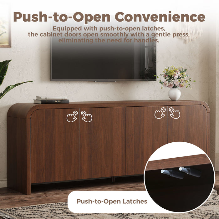 Curved Edge TV Stand With Large Cabinets