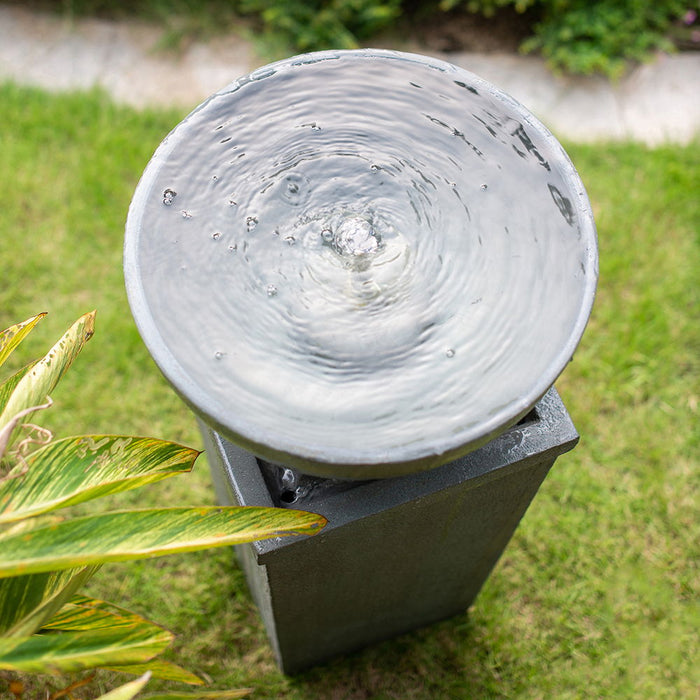 Zen Bowl Water Fountain, Outdoor Bird Feeder / Bath Fountains, Relaxing Water Feature For Garden