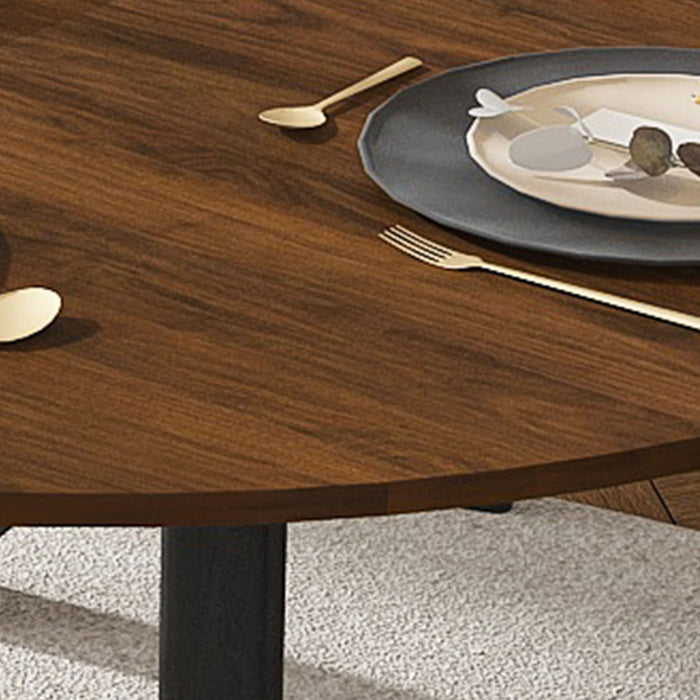 Round Dining Table With Extendable Blades, X Base