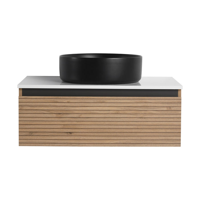 Wall Mounted Bathroom Vanity With Art Sink & 1 Soft Close Drawer