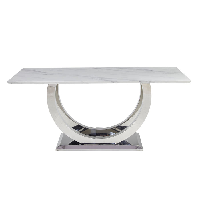 Rectangular Dining Table - Silver / White