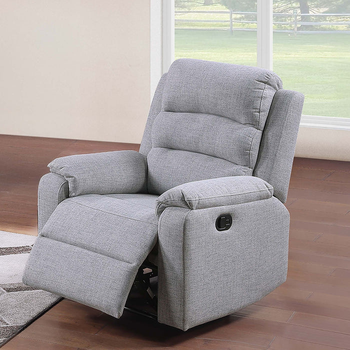 1 Piece Manual Recliner With Padded Seat And Backrest - Gray