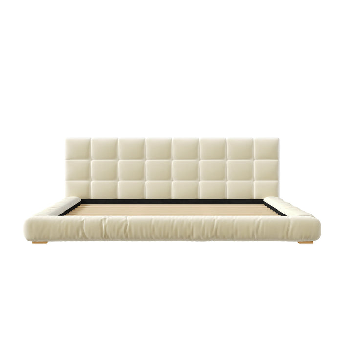 Upholstered Platform Bed Frame With Tufted Headboard