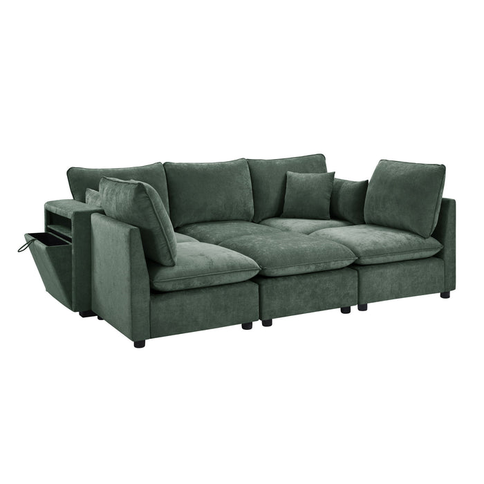 Modern Sectional Sofa U-Shaped With Movable Ottoman Storage Armrests And USB Ports