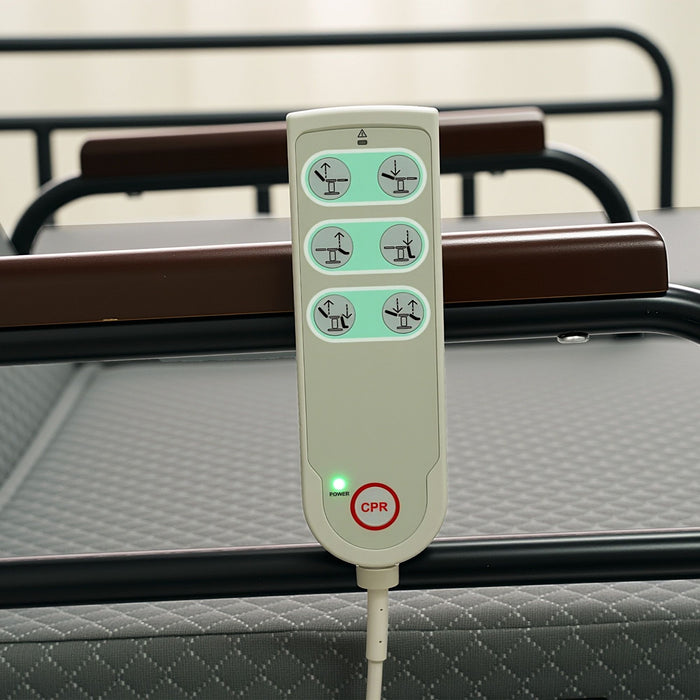 Dual Motor 3 In 1 Electric Nursing Bed Convertible To Wheelchair & Stretcher - Gray