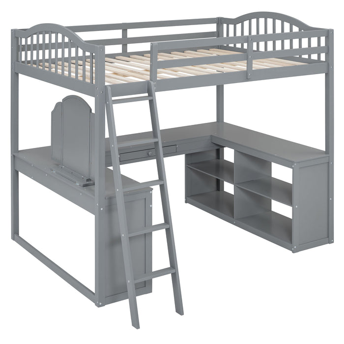 Loft Bed With Drawers, Cabinet, Shelves With Desk