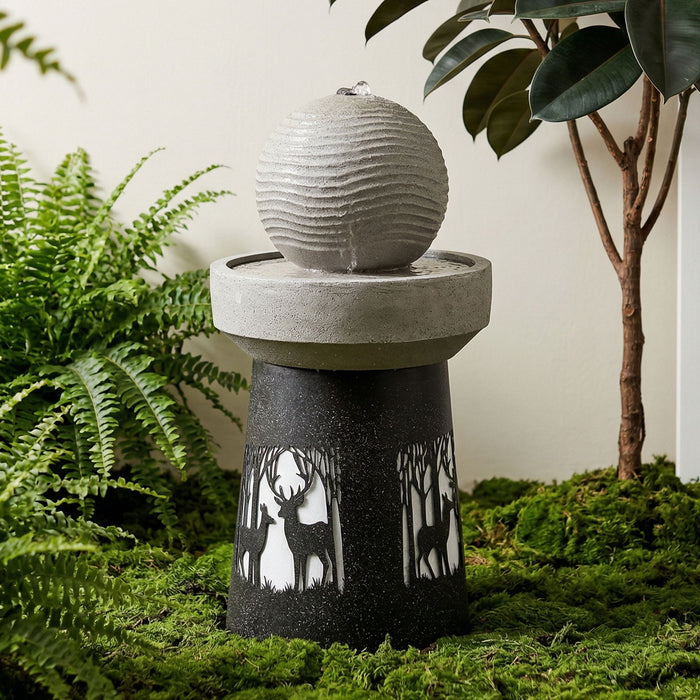 Outdoor Garden Lantern With Warm LED Light Deer Silhouette Decorative Landscape Light For Patio - White / Gray