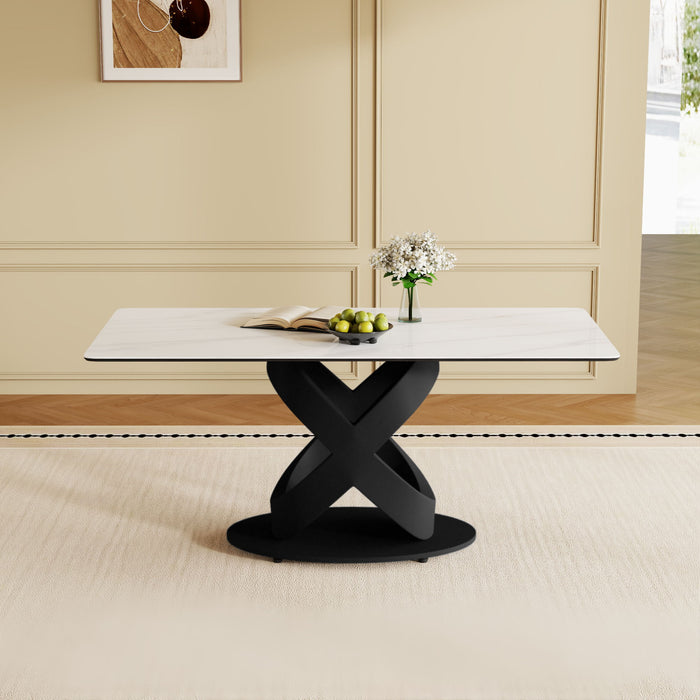 Rectangular Dining Table, Table For 8 Guests - Black / White
