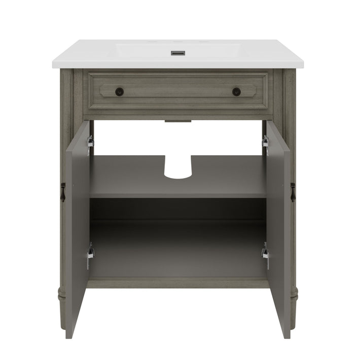 Vintage Bathroom Vanity With Sink, Rustic Cabinet With Soft Close Doors