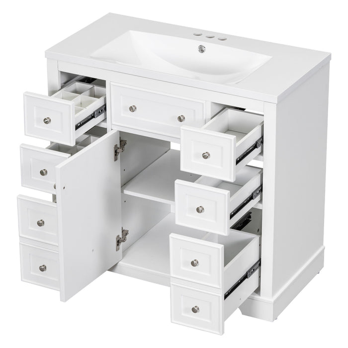 Modern Bathroom Vanity With Sink Combo, 6 Drawers And 1 Cabinet