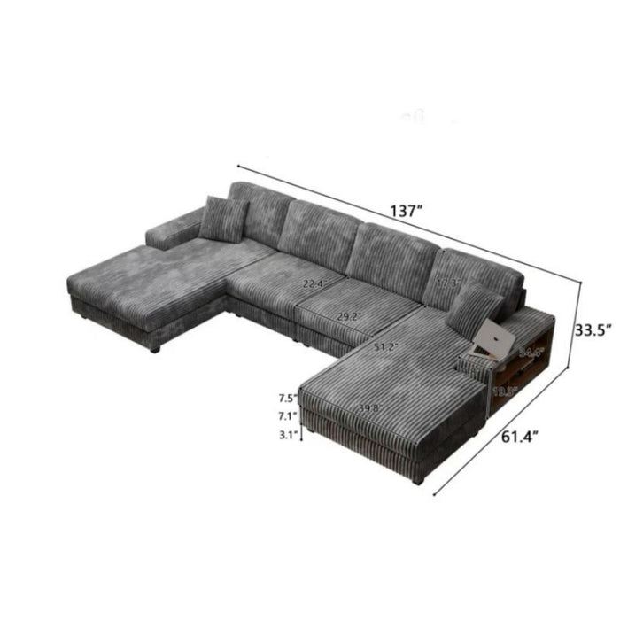 U-Shaped Convertible Sofa, 4 Seater Large Living Room Lounge