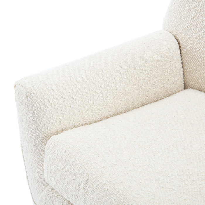 Ergonomic Accent Chair With Button Tufted Design And Rubber Wood Legs - Almond