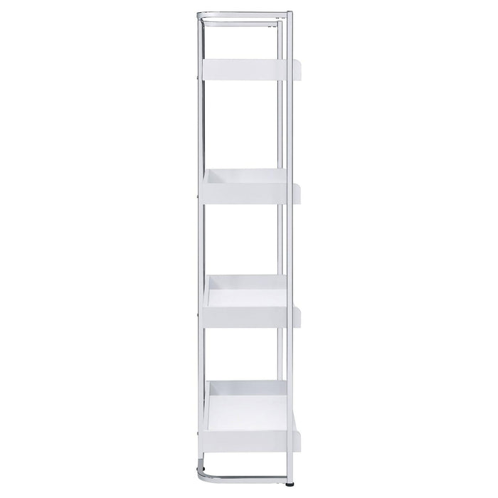 4 Shelf Open Back Bookcase With Accents - White