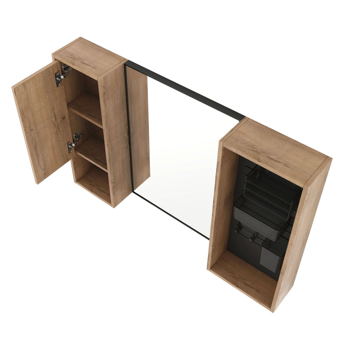 41.6" Wall Mounted Bathroom Cabinet With Soft Close Door, Storage Cabinet Featuring - Imitative Oak