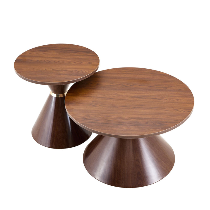 2 Piece Round Coffee Table Set For Living Room