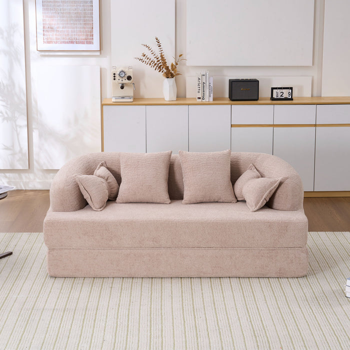 Foldable Sofa Bed, Boneless Couch Convertible Sleeper With 4 Pillows