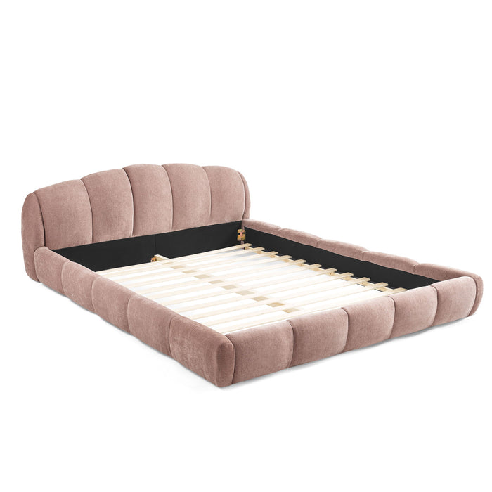 Upholstered Platform Bed Frame, Low Profile Floor Bed, No Box Spring Required
