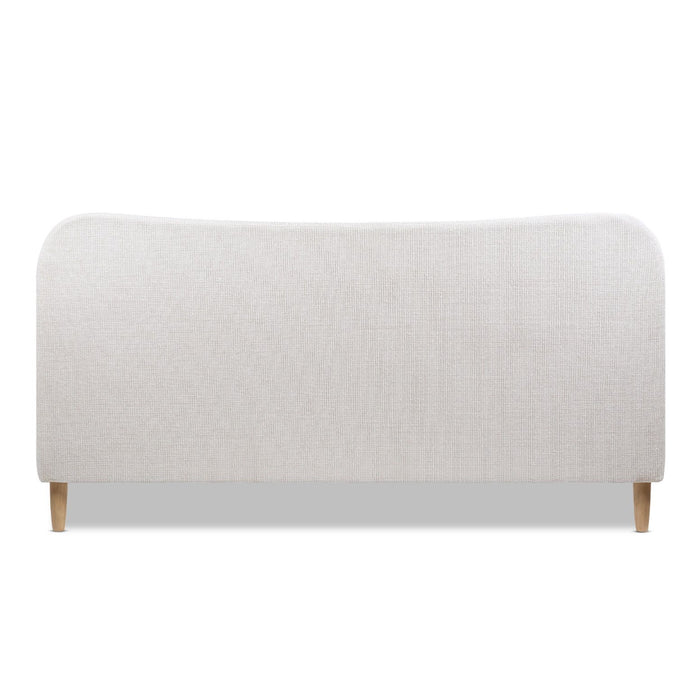 Roman - King Curved Headboard Upholstered Platform Bed - Light Beige