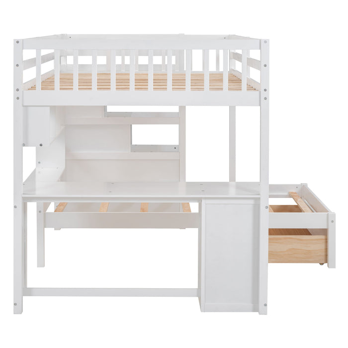 Bunk Bed With Desk, Drawers And Shelves