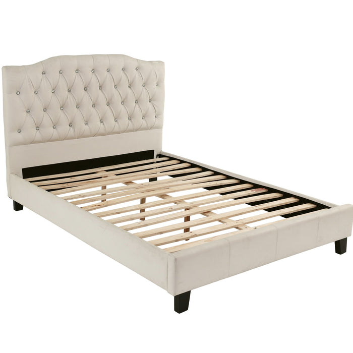 Modern Bed Frame With Tufted Upholstered Headboard