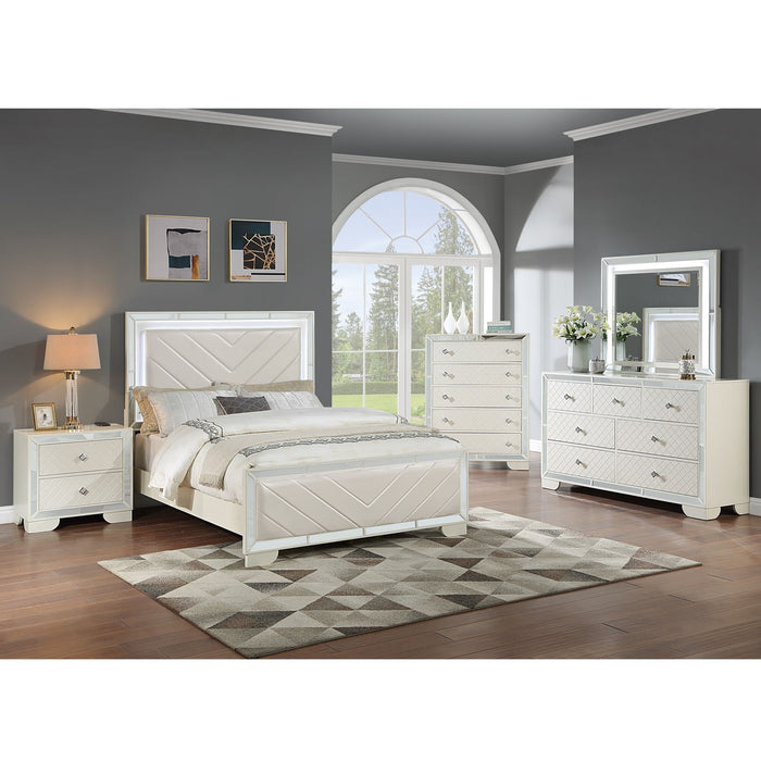 1 Piece Eastern King Size Upholstered Headboard And Footboard With Built In LED Lights