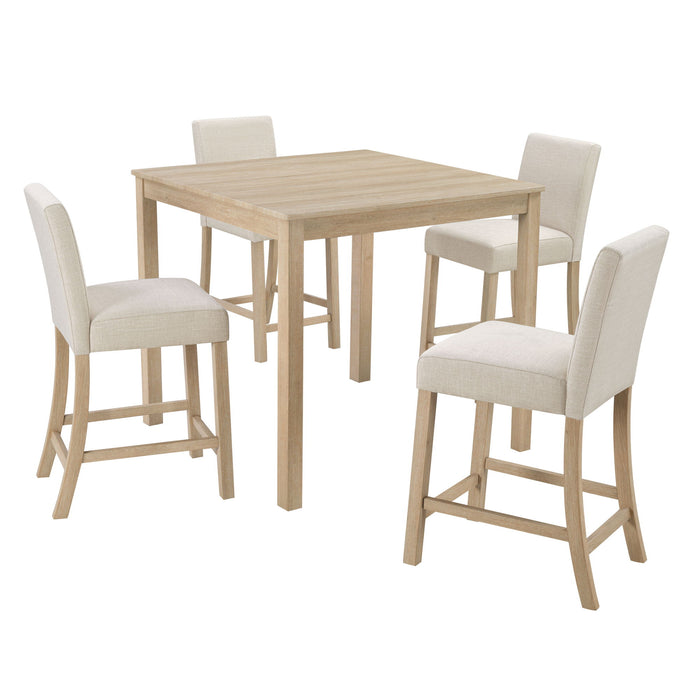 5 Piece Counter Height Table Set With 4 Chairs