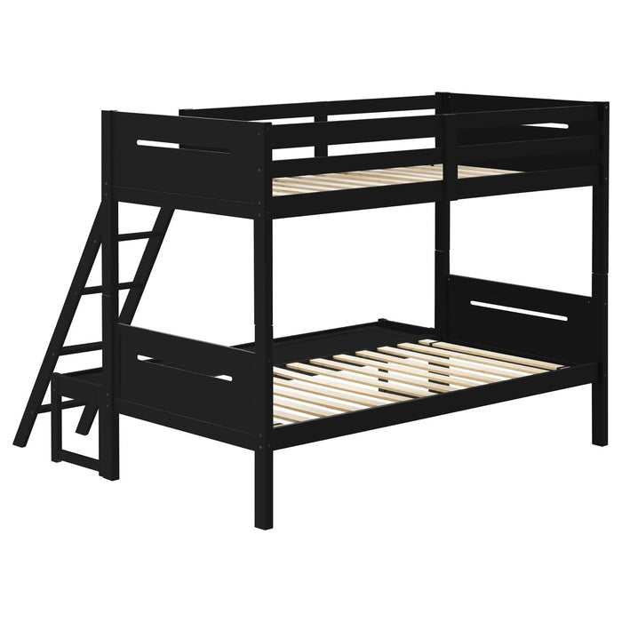 Bunk Bed With Built In Ladder, Safety Guardrails And Angled Access Step