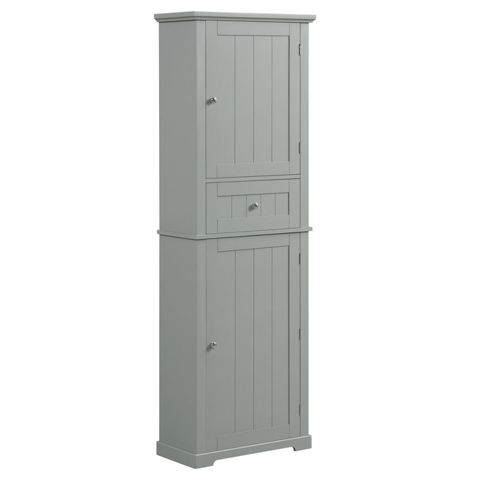 Tall Freestanding Bathroom Storage Cabinet With Drawer And Adjustable Shelf