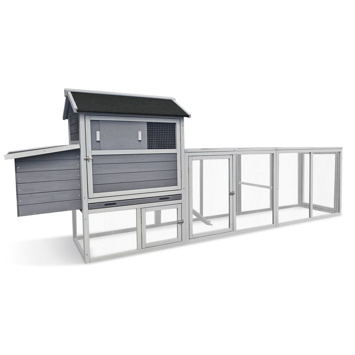 Chicken Coop, Large Outdoor Hen House With Run And Nesting Box Poultry Cage