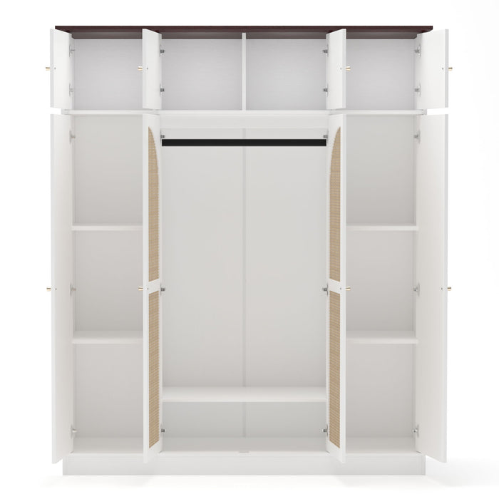 8 Door Armoire Wardrobe With Adjustable Shelves And Hanging Rod