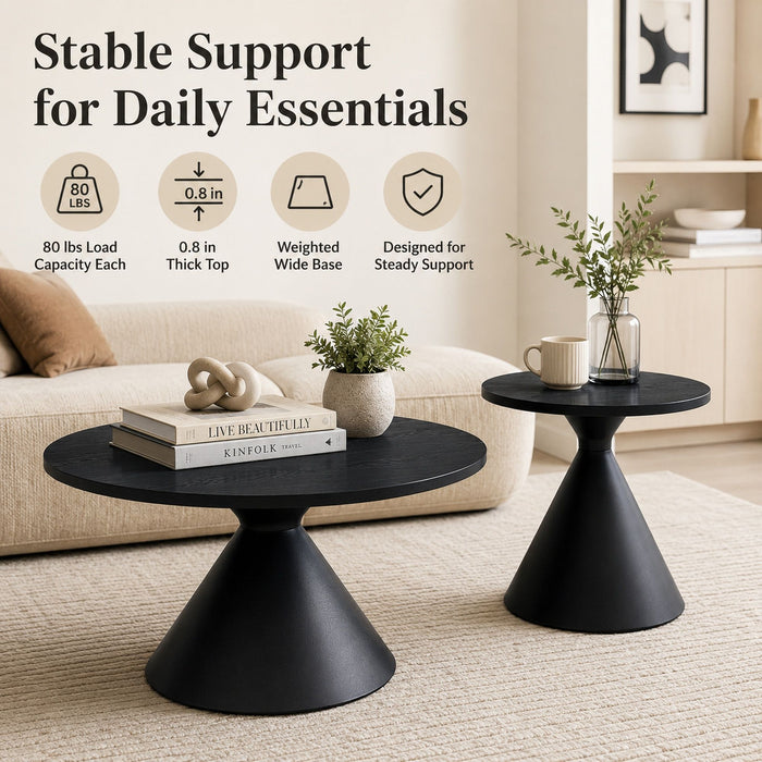 2 Piece Coffee Round Table Set