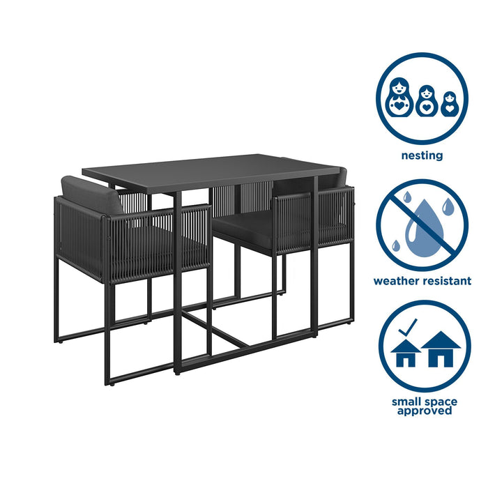 3 Piece Nesting Outdoor Bistro Set - Dark Gray