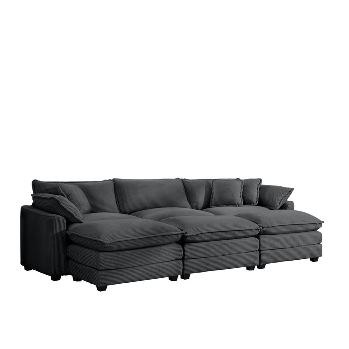Modular Oversized Cushion Sofa With Ottoman, Low Back, Deep Seating Sofa Set