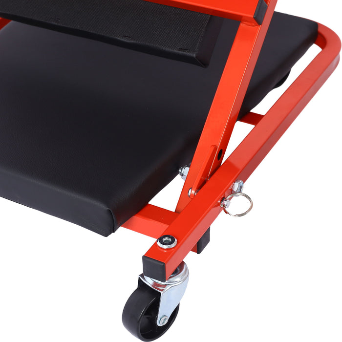 Mechanic Creeper, Z Creeper Seat 2 In 1 Low Profile With 6 Wheels Steel Vinyl - Red