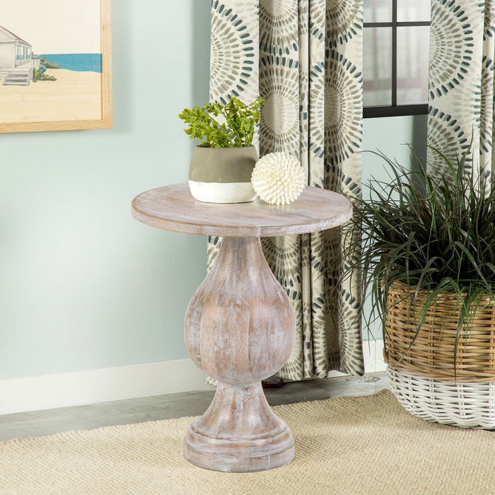 Pedestal Accent Table Elegant Round Top Table - Ivory