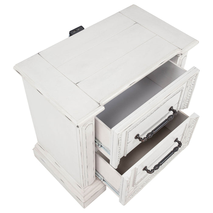 2 Drawer Nightstand With Dual USB Charging Ports - Vintage