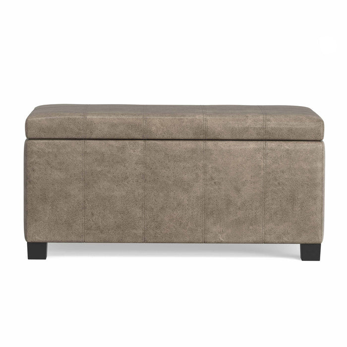Dover - Storage Ottoman In Smoky Leather With Lift Up Storage - Brown