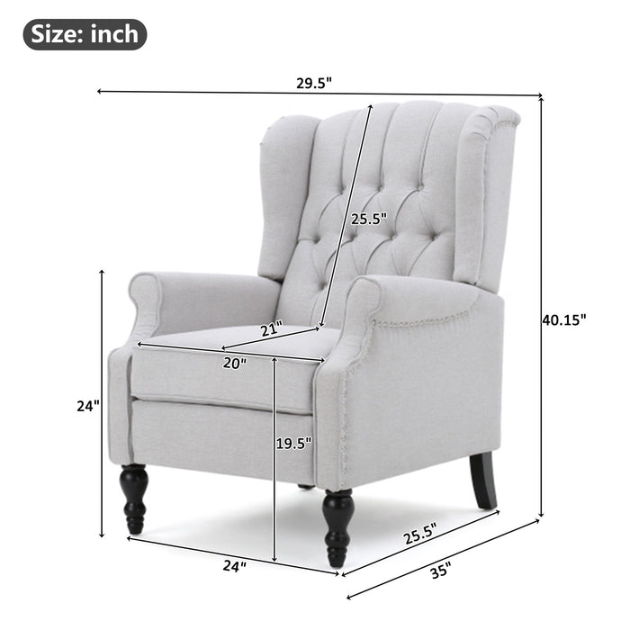 Armchair Recliner With Pushback Mechanism And Wingback Design