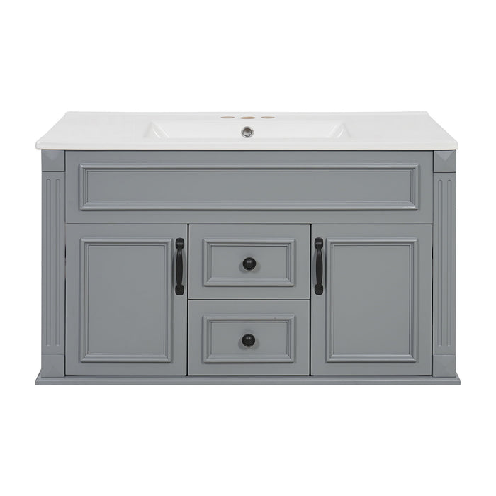 French Simple Style Wall Mounted Bathroom Cabinet With Sink