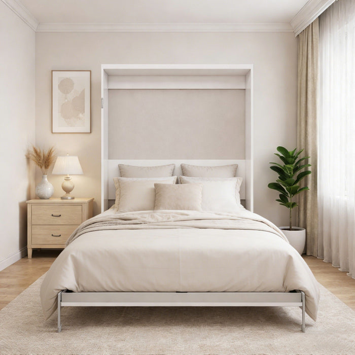 Queen Size Vertical Murphy Wall Cabinet Folding Bed With Automatic Legs - Gray