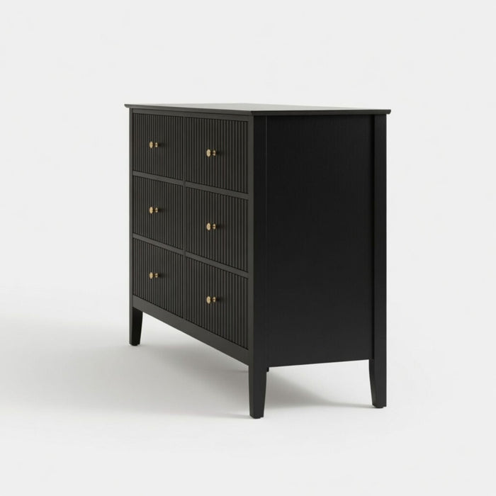 Modern 6 Drawer Fluted Dresser