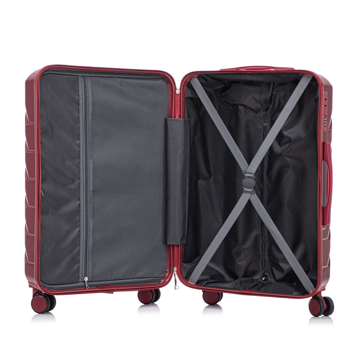 Hard Shell Luggage With Scratch Resistant Surface, 4 Wheels, Combination Lock & Side Hooks