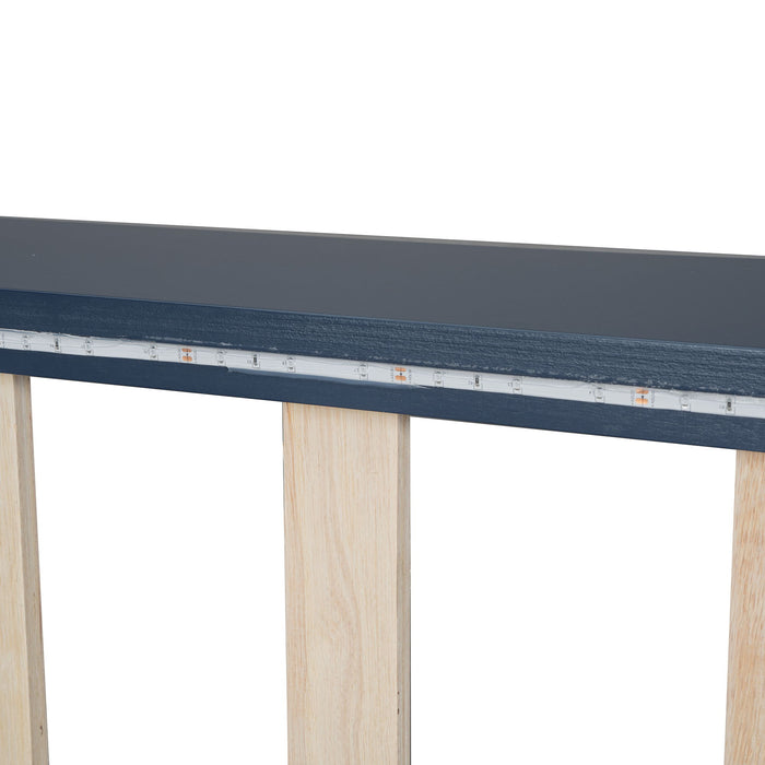 Race Car Shaped Platform Bed With LED And Upholstered Backrest In