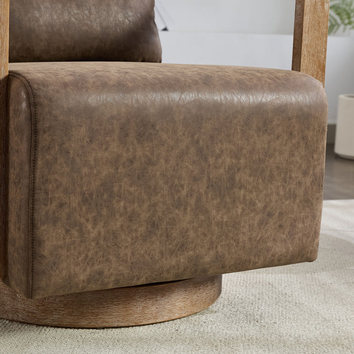 Swivel Modern Upholstered Accent Chair With Armrests